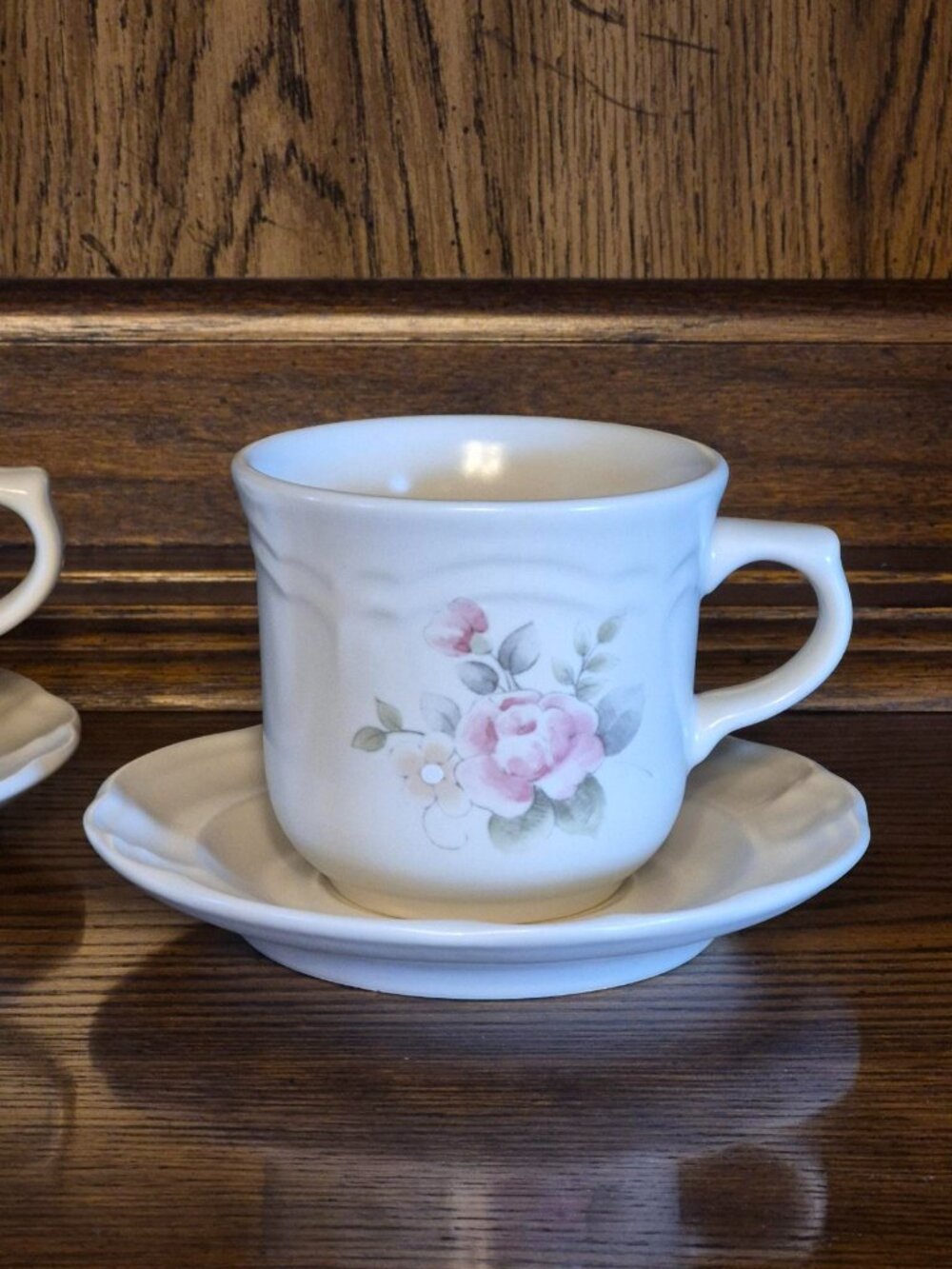Two Vintage Pfaltzgraff Tea Rose Cups and Saucers, Set of Two/4 pieces - Picture 2 of 6